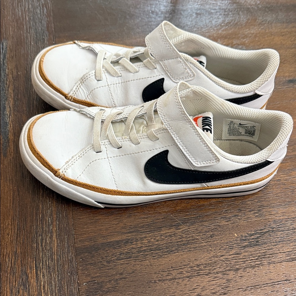 Nike Kids White and Black Velcro Sneakers